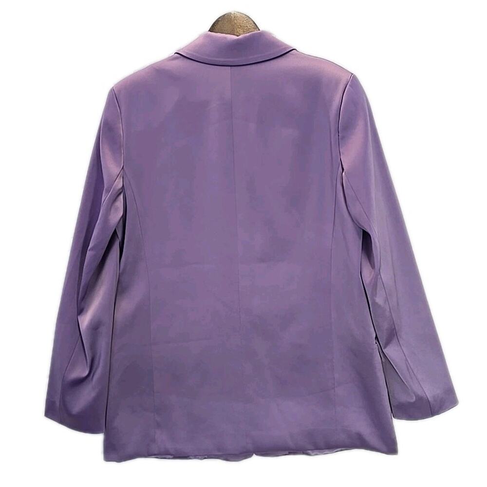 ZARA Lavender Satin Effect Tailored Blazer Purple Lilac Jacket Size M 1165/350 - Picture 3 of 12